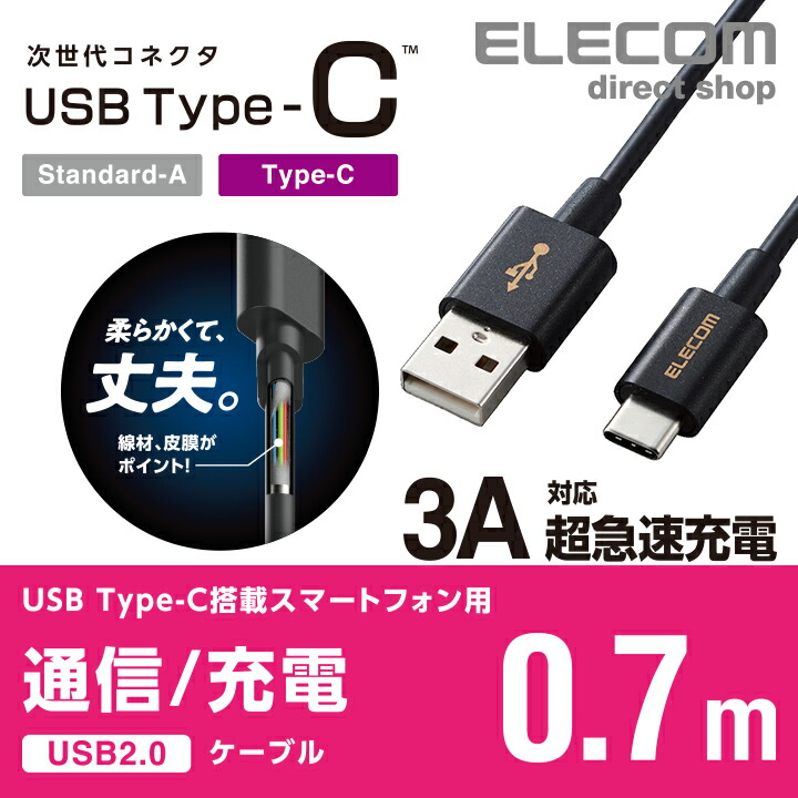 やわらか耐久USB　Type-Cケーブル